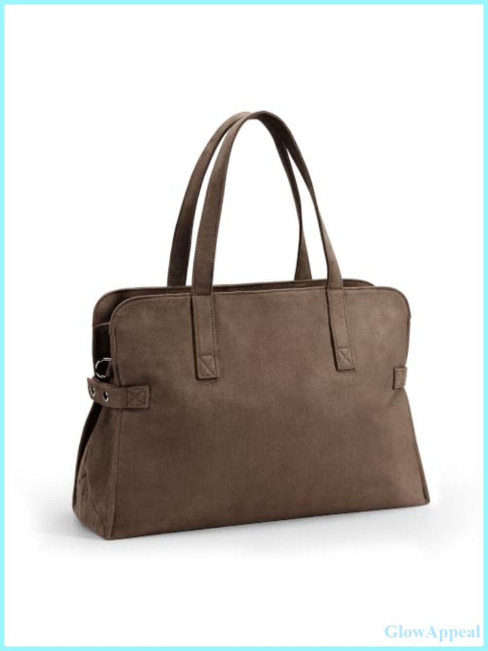 Suede Tote Bag Zip Top Minimalist Shoulder Purse for Work Travel